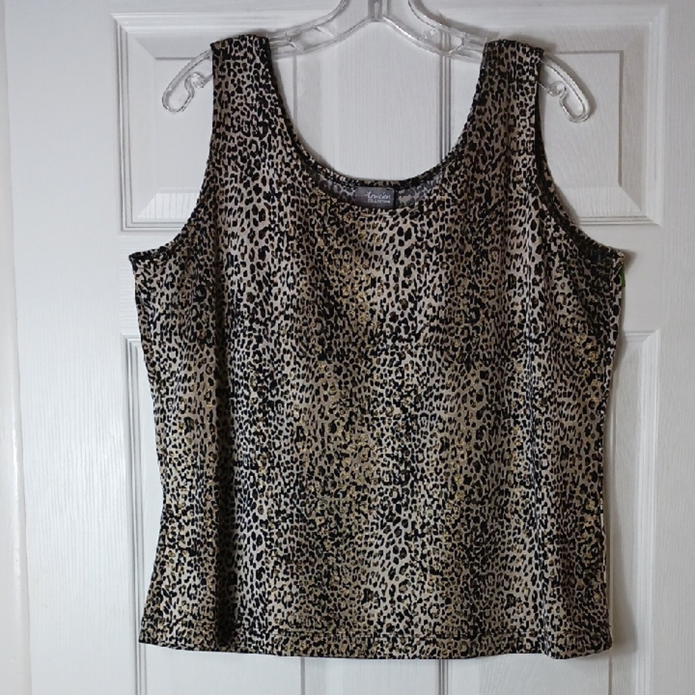Chico's Travelers Collection Leopard Metallic Sleeveless Tank Blouse Size L/XL